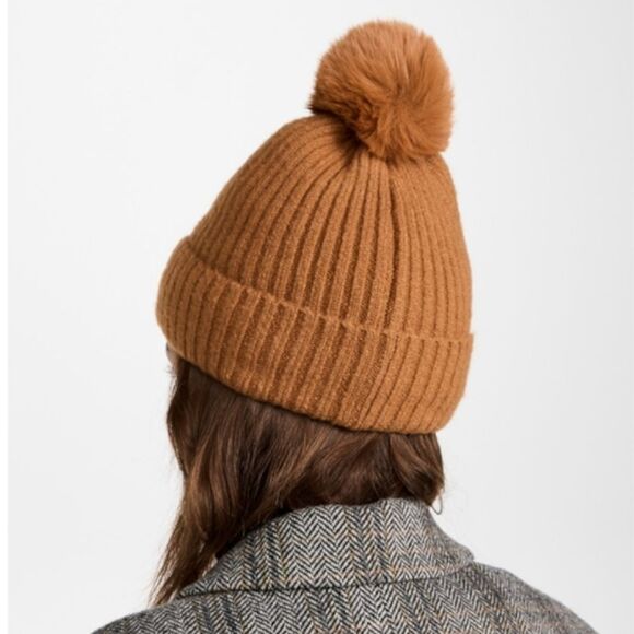 Hat Attack City Beanie w/Cozy Lining Faux Pom Pom in Oat Beige Knitted One Size main image 5